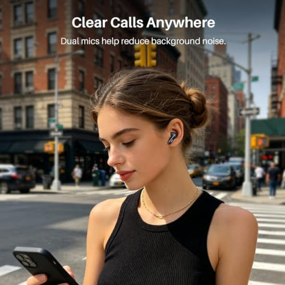 TOZO T20 Wireless Earbuds 97H Playtime, Wireless Charging LED Display Case | 10mm Deep Bass Sound, Dual Mic ENC Clear Calls, IPX8 Waterproof, Bluetooth 5.3, Comfortable Fit Ear Buds For Daily Use, Blue - color: Blue