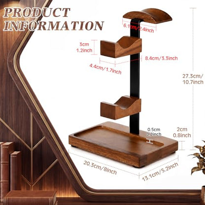 Headphone Stand with Controller Holder, Light Walnut - color: Light Walnut
