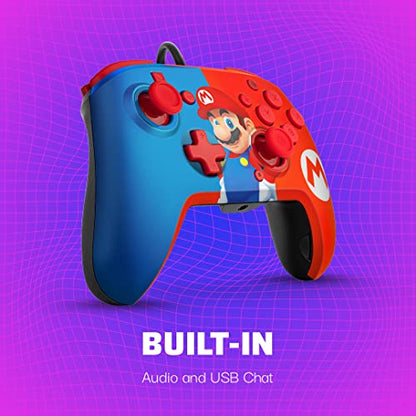PDP REMATCH Enhanced Wired Power Nintendo Switch Pro Controller, Officially Licensed Switch Lite/OLED Compatible Gamepad, Customizable Programmable Buttons, Super Mario Power Pose (Red & Blue) - color: Red & Blue Mario