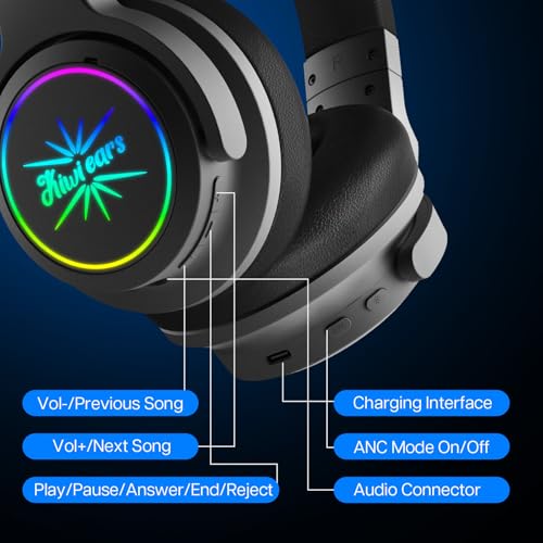 Linsoul Kiwi Ears Aventus Bluetooth 5.4 Wireless DJ Studio Headphones | Dual Dynamic Driver, with Hybrid ANC, Low-latency, Up to 82H Playtime, Custom RGB Lighting for DJs Audiophiles Gamers