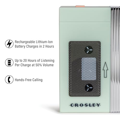 Crosley CR3047A-MT Mini Retro 80s Portable Bluetooth Speaker, Mint | Retro 80's-Inspired Design, Speaker Only - Does Not Play Cassette Tapes, Bluetooth In, Rechargeable Lithium-Ion Battery - color: Mint