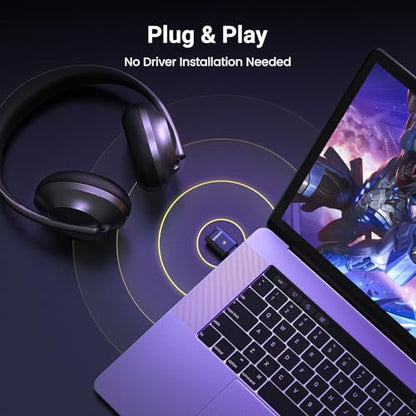 UGREEN USB-C Bluetooth Adapter for PS5 with APTX Low Latency/aptX-Adaptive | Bluetooth 5.3 Audio Adapter, Wireless Audio Transmitter to Connect Wireless Headphones/Earbuds