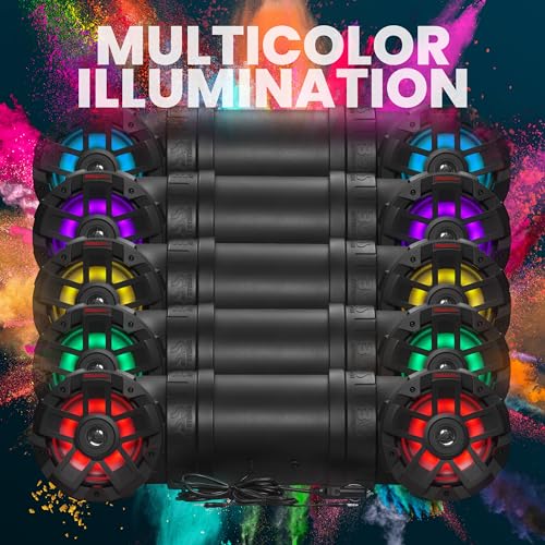 BOSS Audio Systems ATV8BRGB ATV UTV Sound System - 8 Inch Speakers, 1.5 Inch Tweeters, Full Range, IPX5 Weatherproof, Bluetooth, Built-in Amplifier, Multi-Color Illumination, Golf Cart Compatible - style: 8" Speakers, RGB