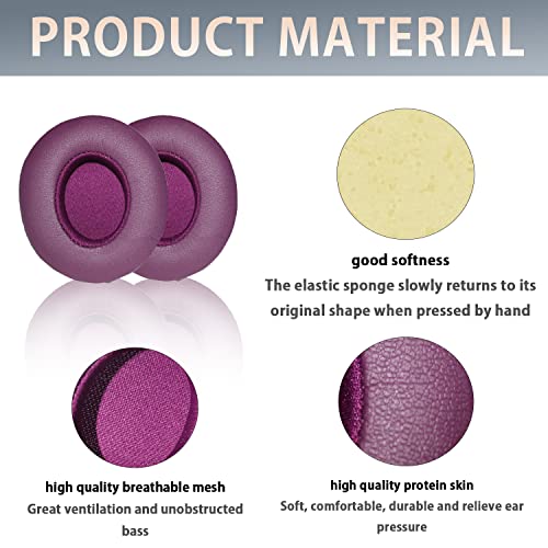 Adhiper Earpad Replacement for Beats Solo 3, Solo 2 Headphones, Purple | Soft Protein Leather & Memory Foam Ear Pads Cushions, Fit Solo3 & Solo2, Replace Peeling, Cracked, Damaged Pads - color: Dark Purple