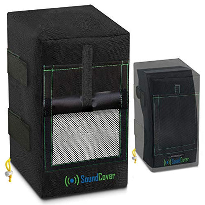 Two Black Waterproof 600D Outdoor Speaker Covers for C-Bracket Mounted Speakers – Fits Yamaha NS-AW294, Polk Atrium 6, Bose 251 (Max Dimensions: H 13.6" x W 7.9" x D 8.9") - size: Medium