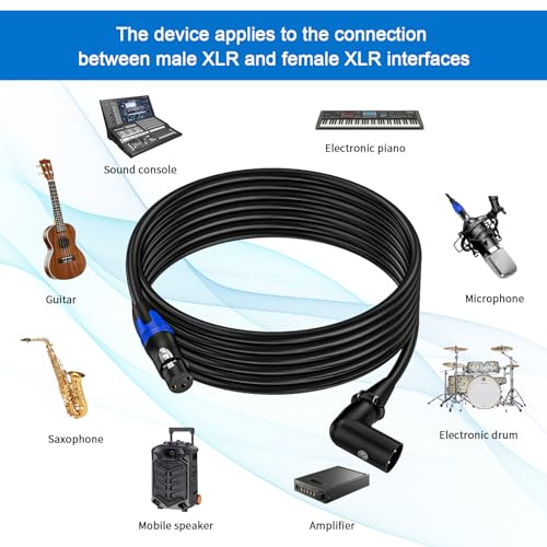 (10FT / 2Pack) XLR Right-Angle Male to Straight Female Microphone Extension Cable, for Powered Speakers,Audio Interface or Mixer for Live Performance & Recording - style: XLR Right-Angle Male10FT