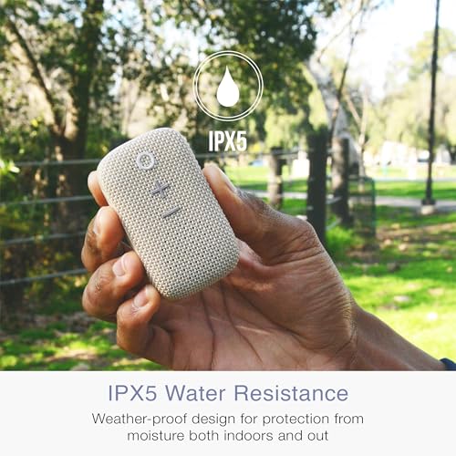 MEE Audio goSPKR Small Wearable Clip-on Bluetooth Speaker with IPX5 Water Resistance, Built-in Speakerphone with Microphone for Hands-Free Calls, Compact Design, Can Connect Up to 2 in Stereo (Beige) - color: Beige