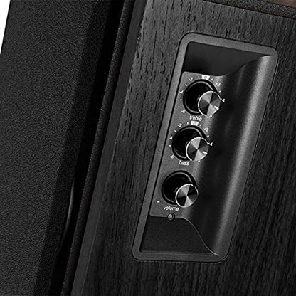 Edifier R1700BT Bluetooth Bookshelf Speaker - Active Near-Field Studio Monitors - Powered Speakers 2.0 Setup Wooden Enclosure 66w RMS (Black) - color: Black