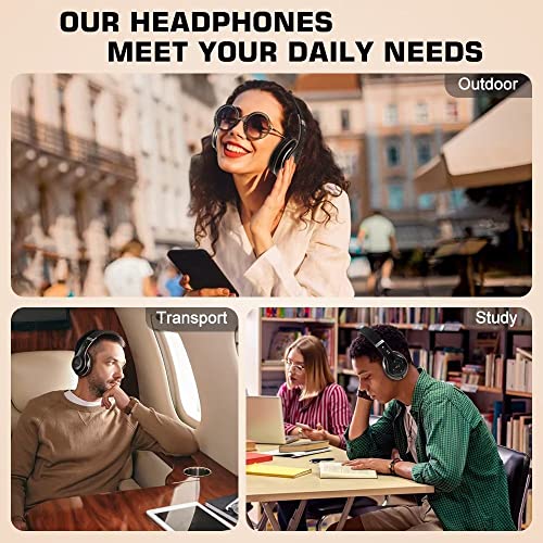 6S Bluetooth Headphones Over-Ear, Hi-Fi Stereo Foldable Wireless Stereo Headsets Earbuds with Built-in Mic, Volume Control, FM for iPhone/Samsung/iPad/PC (Blue) - color: Black