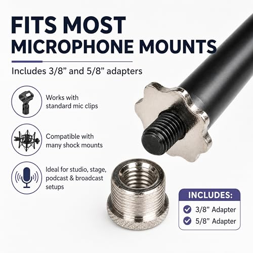 LyxPro SMT-1 Professional Microphone Stand Heavy Duty 93” Studio Overhead Boom Stand 76” Extra Long Telescoping Arm Mount, Foldable Tripod Legs & Adjustable Counterweight - size: Standard without Caster Wheels