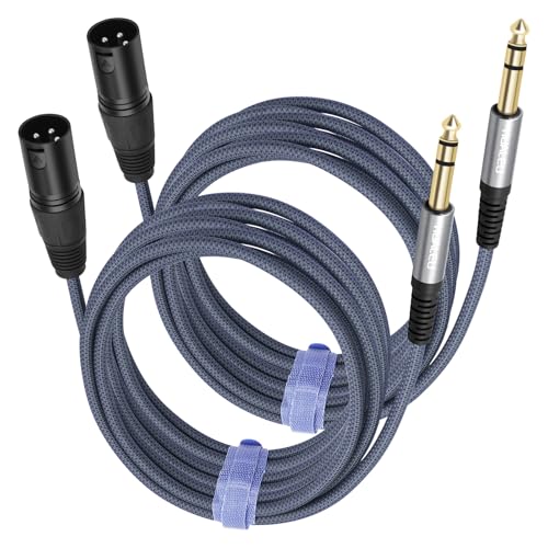 HUALEU10Feet 1/4 TRS to 3Pin XLR Male Auido Cable,6.35mm TRS to XLR 3pin Male Braid Quarter inch Balanced Cable for Mixer Power Amplifier-2Pack - color: 1/4 TRS To XLR M, size: 10feet(2pack)