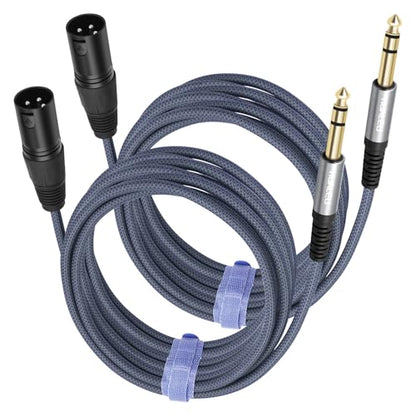 HUALEU10Feet 1/4 TRS to 3Pin XLR Male Auido Cable,6.35mm TRS to XLR 3pin Male Braid Quarter inch Balanced Cable for Mixer Power Amplifier-2Pack - color: 1/4 TRS To XLR M, size: 10feet(2pack)