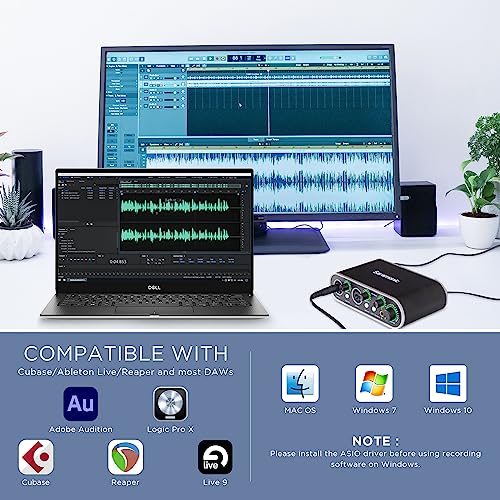 Saramonic MV-Mixer Dual-Channel XLR Audio Interface Mixer for Mac PC Recording Studio Singers Musicians Podcasters Guitar Sound Equipment, Real-Time and Playback Monitoring Music Production Software