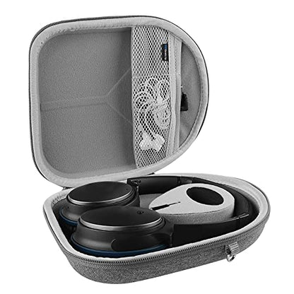 Geekria Shield Headphones Case for Lay Flat On-Ear/Over-Ear Headphones, Replacement Hard Shell Travel Carrying Bag with Cable Storage, Compatible with Bose, Skullcandy, Grado Headsets (Grey)