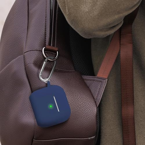 Silicone Case Cover for AirPods 4th Gen, Soft Skin, Full Protection, Keychain, Cleaner Kit (Midnight Black) - color: A7-Midnight Blue
