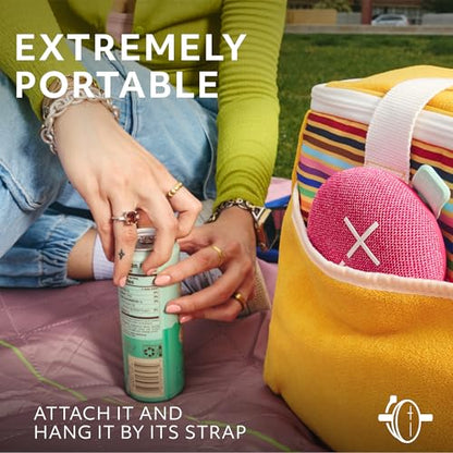 Ultimate Ears MINIROLL Waterproof Bluetooth Speaker - Calming Pink | Balanced Bass, IP67 Dustproof, 131 ft (40 m) Range - color: Pink