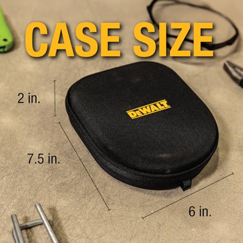DEWALT Heavy Duty Protective Headphone Case for Neckband Earbuds | Lightweight w/EVA Earphone Hard Shell Case, Headset Travel Carry Shockproof, Water-Resistant, Soft Interior & Accessory