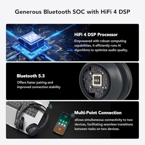 NUROUM HP31DU Wireless Headset with Mic & Dongle for Work | Multi-Point Connection, All-Day Comfort, Long Battery Life, One Button Mute, Versatile Connectivity