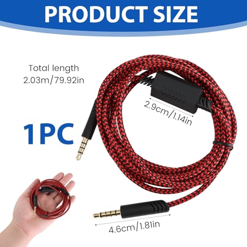 Detachable Gaming Headset Cable Replacement, 3.5mm(1/8") Nylon Braided with Inline Mute Switch Volume Headset Cable Compatible with Astro (Type 3)