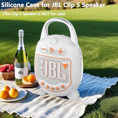 JCHPINE Silicone Cover Case for JBL Clip 5 Portable Bluetooth Speaker - color: White