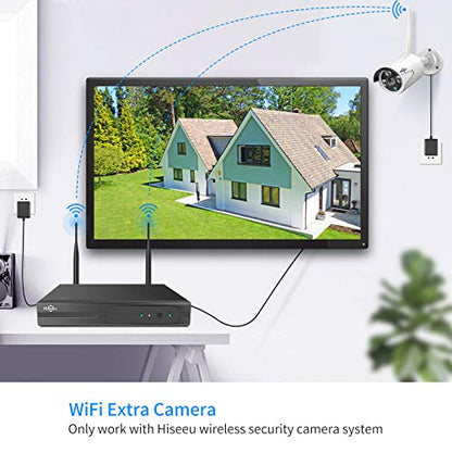 Hiseeu Camera Add on 5MP Outdoor Wireless Security Camera, Waterproof Outdoor Indoor 3.6mm Lens IR Cut Day & Night Vision with Power Adapter, Compatible 10CH Wireless Security Camera System - color: White 5MP