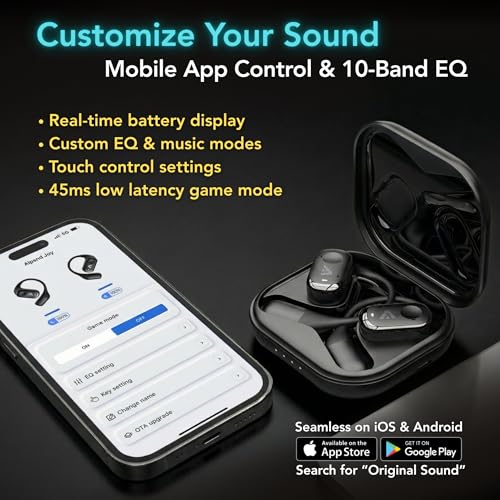 Joy Open-Ear Headphones, Wireless Bluetooth 5.4 Earbuds, Over-Ear Around-Ear Earhook, Sports Fit for Running & Workouts, ENC Clear Calls, HD Sound, App EQ, 40H Battery, IPX4 Sweatproof, Beige - color: Beige