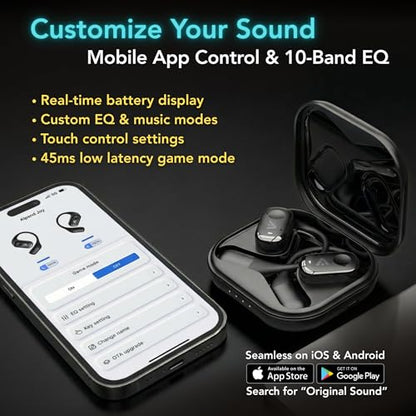 Joy Open-Ear Headphones, Wireless Bluetooth 5.4 Earbuds, Over-Ear Around-Ear Earhook, Sports Fit for Running & Workouts, ENC Clear Calls, HD Sound, App EQ, 40H Battery, IPX4 Sweatproof, Beige - color: Beige