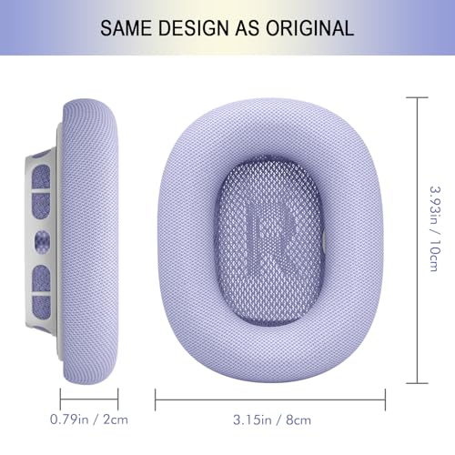 Ear Cushions Replacement for Apple AirPods Max 1 & 2- Cups Headphones Pads | Upgraded Earpads Covers Sweatproof Protein Leather Silicone Foam for Workout & Gym (Purple) - color: Purple