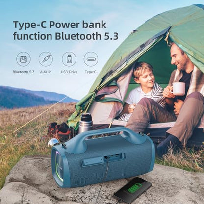 ZEALOT Bluetooth Speaker, 120W Booming Sound Speakers Wireless, Dual Pairing, XBass, BT 5.3, 24000mAh Power Bank, Portable Outdoor Waterproof Speaker for Camping, Beach Party（Dark Blue） - color: Dark Blue