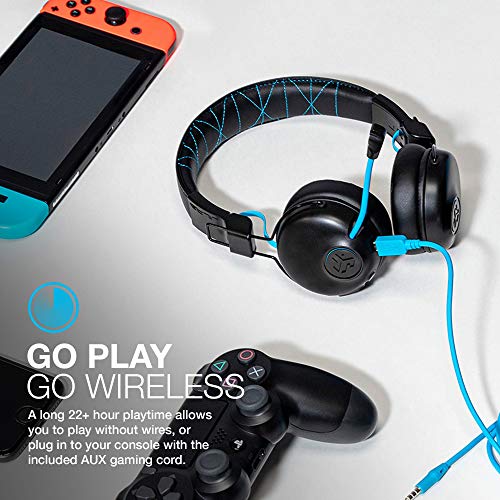 JLab Play Gaming Wireless Headset with Retractable Boom mic, AUX Cord, Console Compatible, Black