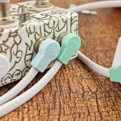 Flat Low Profile Guitar Patch Cable 6 inch for Effects Pedals, 1/4 inch Right-Angle, Surf Green, 3-Pack - color: Surf Green, size: 6"