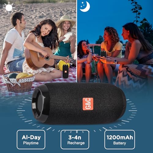 Bluetooth Speaker Wireless Portable Speaker, Mini Speaker Powerful Crystal Clear Sound Ipx4 Waterproof Bluetooth 5.0 TWS Paring Aux & Tf-Card Input for Home Party Beach Outdoor