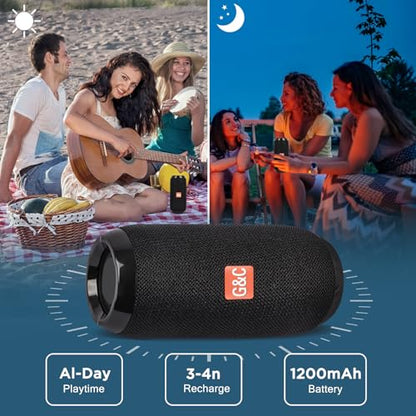 Bluetooth Speaker Wireless Portable Speaker, Mini Speaker Powerful Crystal Clear Sound Ipx4 Waterproof Bluetooth 5.0 TWS Paring Aux & Tf-Card Input for Home Party Beach Outdoor