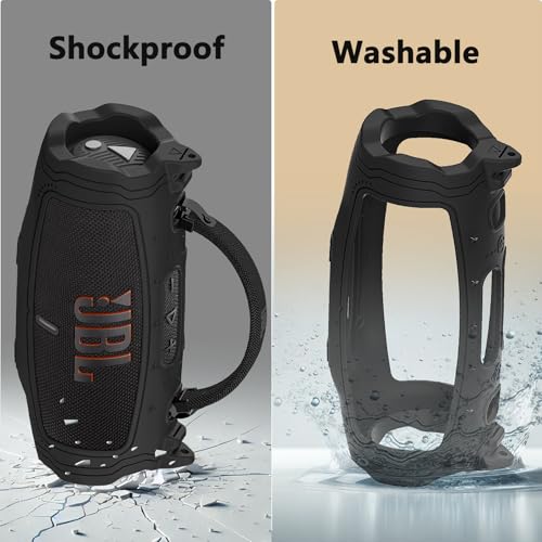 Silicone Cover Case for JBL Charge 6 Portable Bluetooth Speaker - color: Black