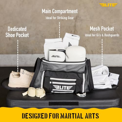 Elite Sports Boxing Gym Duffle Bag for MMA, BJJ, Jiu Jitsu gear,Duffel Athletic Gym Boxing Bag - color: Gray