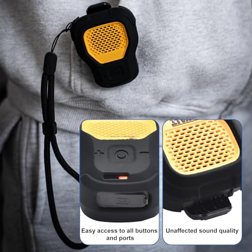 CYBERGUYS Silicone Case for DEWALT Wearable Bluetooth Speaker, Durable | Shock-Proof Non-Slip Protective Cover for DEWALT Mini Speaker w/Lanyard, Small Lightweight and Easy-to-Install Sleeve - color: Black