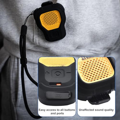 CYBERGUYS Silicone Case for DEWALT Wearable Bluetooth Speaker, Durable | Shock-Proof Non-Slip Protective Cover for DEWALT Mini Speaker w/Lanyard, Small Lightweight and Easy-to-Install Sleeve - color: Black