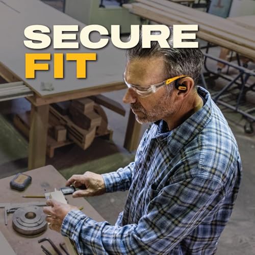 DEWALT Heavy Duty Open Ear Headphones, Bluetooth 5.3 Wireless Earbuds IP55, 44Hrs Runtime, Jobsite Premium Sound True Wireless Air Conduction Open Ear Earbuds with Earhooks for Worksites and Workouts