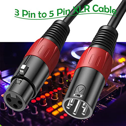 LanSenSu XLR 3 Pin to 5 Pin Female Audio Cable, for Microphone DMX Stage Light Turnaround (2Pack) - style: XLR 3 Pin to XLR 5 Pin(1Set )-11.8INCH
