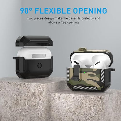 for AirPods Pro 3 Case with Magnetic Lock, Magsafe Compatible, Camo Jungle - color: Camo Jungle, size: AirPods Pro 3 Case 2025