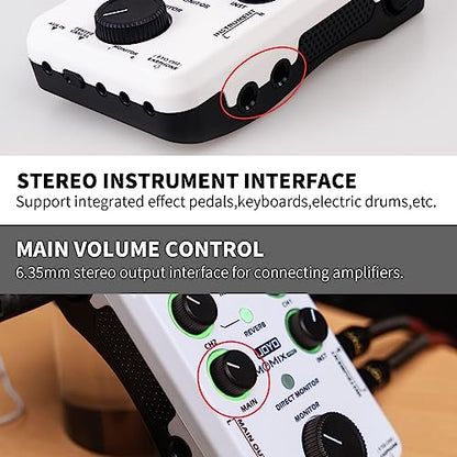 JOYO Portable Audio Mixer Rechargeable USB Audio Interface with 48V Phantom Power, Stereo Output for Live Streaming, Guitar & Vocals on iPad/Phone (MOMIX PRO)
