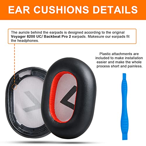 Replacement Ear Pads for Plantronics Voyager 8200 UC, Earpads Cushions Compatible with Plantronics BackBeat Pro 2 Wireless Headphones, Premium Protein Leather Softer Memory Foam Noise Canceling - color: Black