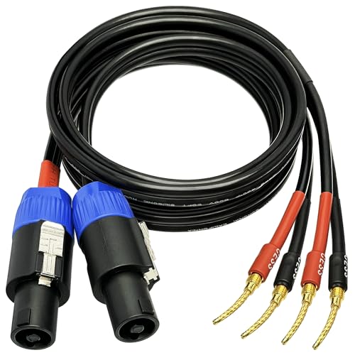 CNCESS Speakon to Flex Braided Pin Banana Speaker Cable, 12AW, 3 FT - color: 3 Feet