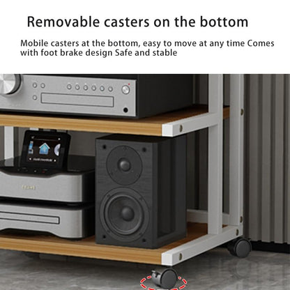 AV Media Shelf, 2-Tier Stereo Audio Rack Stand, Game Console Stereo Cabinet, CD Rack Entertainment Stereo Component Organizer, Easy To Install(P5Black)