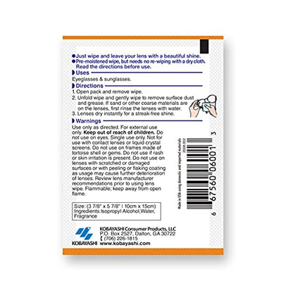 ClearWipe Microfiber Pre-Moistened Lens Wipes, Individual Packets, 40 Count | Pre-moistened soft wipes provide superior streak-free cleaning. Quick drying. Removes dust & grease. Residue & lint free.