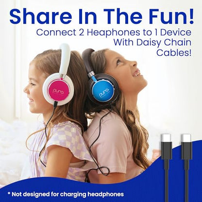 Puro Sound Labs BT2200 Plus Volume Limited Headphones for Kids - Bluetooth, Studio-Grade Audio, Over-Ear & Comfy Design, 20-Hour Battery Life, Easy to Connect Wireless Headphones for Kids, Blue & Pink