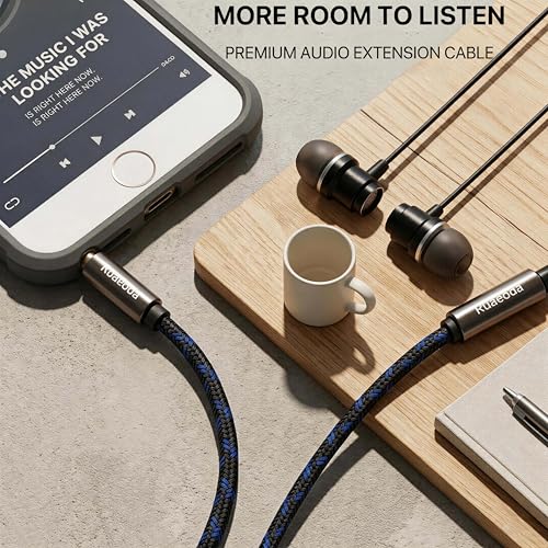 3.5mm Male/Female 12ft Double Shielded Stereo Audio Extension Cable & Adapter - color: Blue, size: 1Pack 12Ft