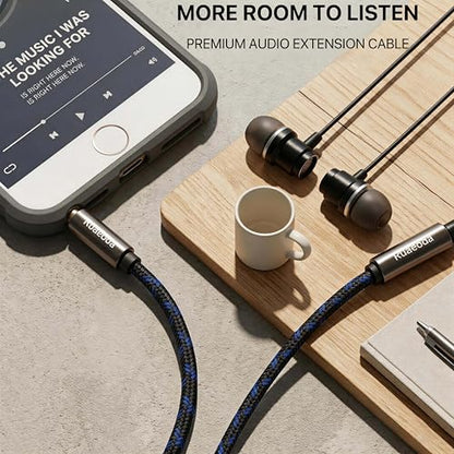 3.5mm Male/Female 12ft Double Shielded Stereo Audio Extension Cable & Adapter - color: Blue, size: 1Pack 12Ft