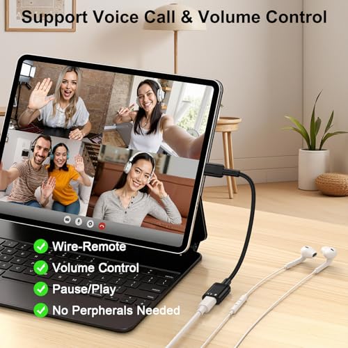 USB C to Lightning Headphone Audio Adapter for iPhone 17e 17 Air Pro Max Air 16 15 Plus,USB C Male to Lightning Female Ear Buds Adapter Dongle Converter for Samsung Galaxy S26 Ultra S26+ (NO Charge) - color: Black