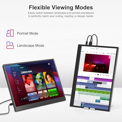 Anyuse 14" FHD USB-C HDMI HDR Portable Monitor | 14" FHD IPS HDR 400nit, USB-C/HDMI, speakers, ultra-slim, plug&play, for PC/Mac/Phone. - size: 14''